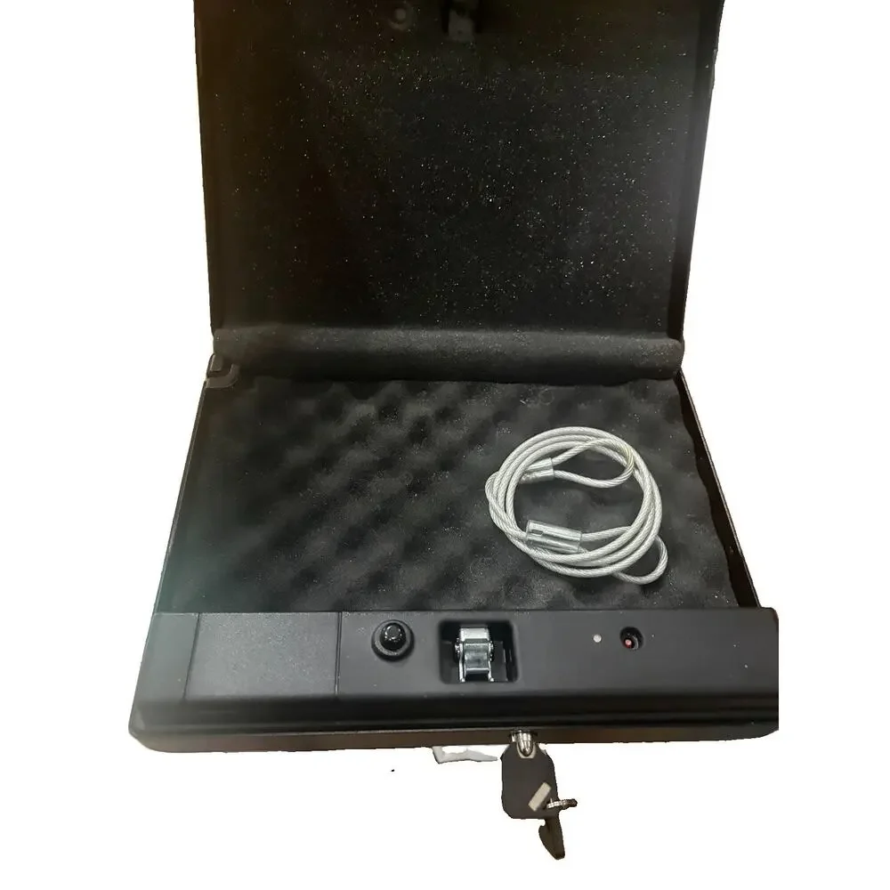 First Alert Steel Handgun Safe Key Lock, Padded Interior, Cable, 2 Keys